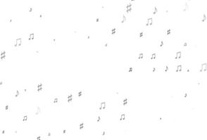 textura de vector gris plateado claro con notas musicales.