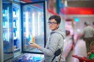 mother with baby in shopping photo