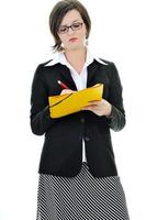 business woman hold papers and folder photo