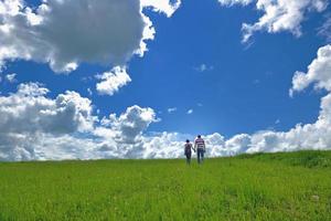 romantic young couple in love together outdoor photo