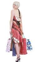 happy young adult women  shopping with colored bags photo