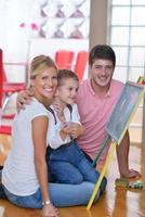 family drawing on school board at home photo