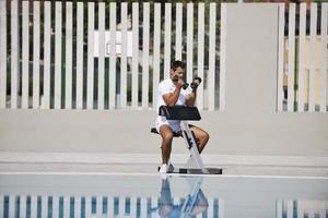 Exercising by pool photo