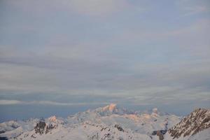 mountain snow sunset photo