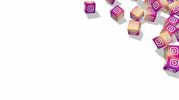 Instagram 3D Cube Falling from Right Side, Social Media 3D Rendering video