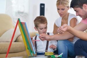 family drawing on school board at home photo