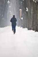 one older man running at alley photo