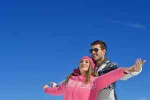Young Couple In Winter  Snow Scene photo