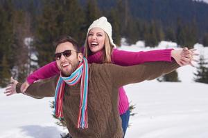 romantic young couple on winter vacation photo