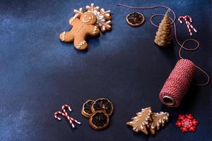 Delicious gingerbread cookies with honey, ginger and cinnamon photo
