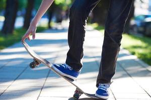 Skateboard jump view photo