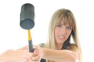 woman hammer isolaed photo