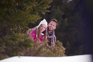 romantic young couple on winter vacation photo