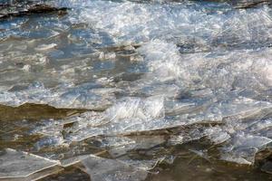 Winter background of the icy surface of the river. Texture of ice photo