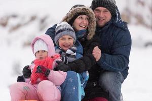 family portrait on winter vacation photo