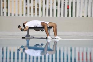 Exercising by pool photo