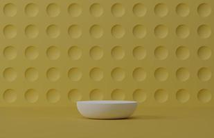 Cosmetic round podium or pedestal with on yellow background, Abstract product display podium, 3d rendering studio with geometric shapes, Cosmetic product minimal scene with platform photo