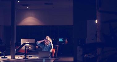 businessman relaxing at the desk photo