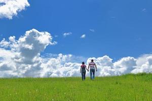 romantic young couple in love together outdoor photo