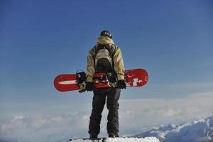 Skiers on mountain photo