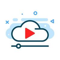 acceder a vídeo en el concepto de almacenamiento en la nube ilustración diseño plano vector eps10. elemento gráfico moderno para página de inicio, interfaz de usuario de estado vacío, infografía, icono