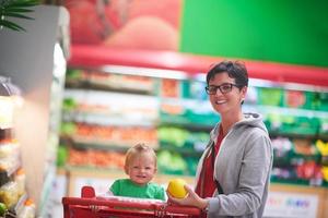 mother with baby in shopping photo