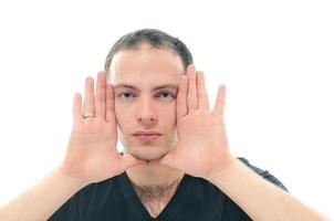 isolated man face frame photo