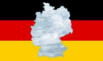 Outline map of Germany inscribed in the national flag. Ice inside the map. Vector illustration. Energy crisis.
