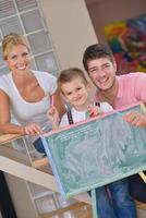 family drawing on school board at home photo