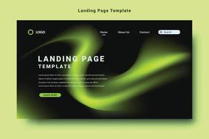 modern landing page template design, abstract gradation fluid pattern style, black color background vector