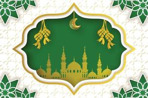 ramadan kareem background template design vector, eid mubarak, with crescent hanging ornament, golden color vector