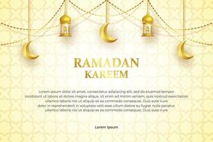 islamic background template with hanging ornament, golden color, design vector graphic