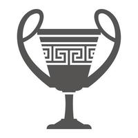 silueta de jarrón griego. ánfora antigua y olla con patrón de meandro. ilustración de glifo. loza de barro cerámico. vector. vector