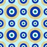 Evil eye ethnic pattern. Mystic greek blue amulet. Turkish traditional print. Symbol of protection. Vector seamless background.