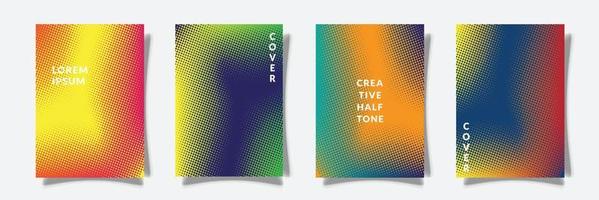 multicolored abstract halftone cover texture background template design set collection vector