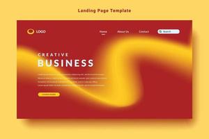 modern landing page template design, orange red gradation fluid pattern style, background vector graphic