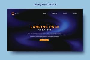 modern landing page template design, blue color abstract gradation fluid pattern style, dark background vector graphic