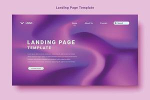 modern landing page template design, abstract gradation fluid style, purple color, background vector graphic