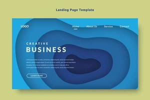 modern landing page website design template background, blue color, with layered paper texture style vector
