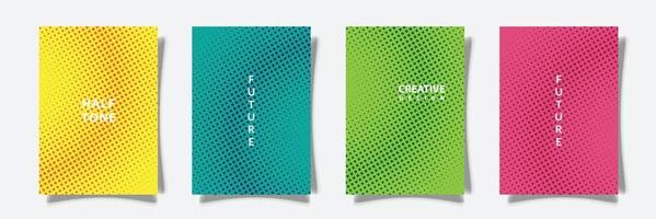 halftone texture cover background template multicolored design set collection vector