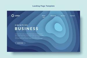 modern landing page template website design background vector, blue color, with layered paper texture vector