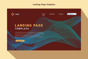 modern landing page template design, red color, future abstract wave style, background vector