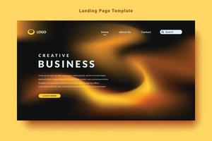 modern landing page template design, orange color abstract gradation fluid pattern style, dark background vector