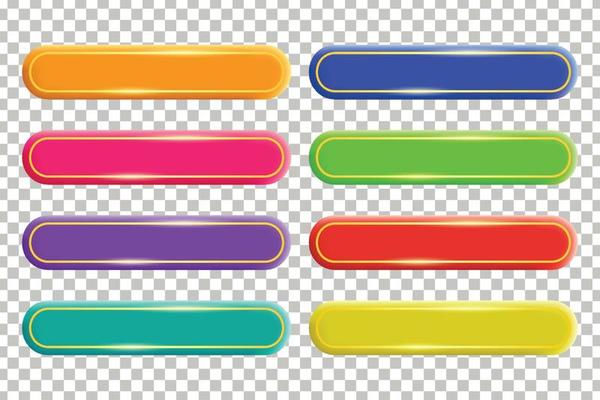 colorful curved rectangle label banner, web buttons, collection vector design