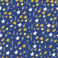 Seamless star pattern, abstract elements, background drawing, yellow stars, wrapping paper, scrapbooking, decoration business cards, notebooks, diaries, for textiles, handmade vector stars, printing