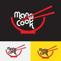 diseño simple del logotipo del tazón de comida asiática vector