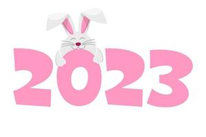 Happy New Year 2023, Rabbit Zodiac. Greeting card template. vector