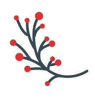 acogedora decoración de invierno con bayas rojas al estilo de las líneas. elementos decorativos para el diseño de postales, invitaciones y mucho más. vector es una colección de adornos navideños hechos a mano.