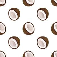 Seamless pattern with iIllustration of a coconut on a white background vector