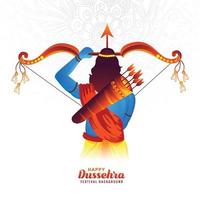 Beautiful bow and arrow of rama in happy dussehra card holiday background vector